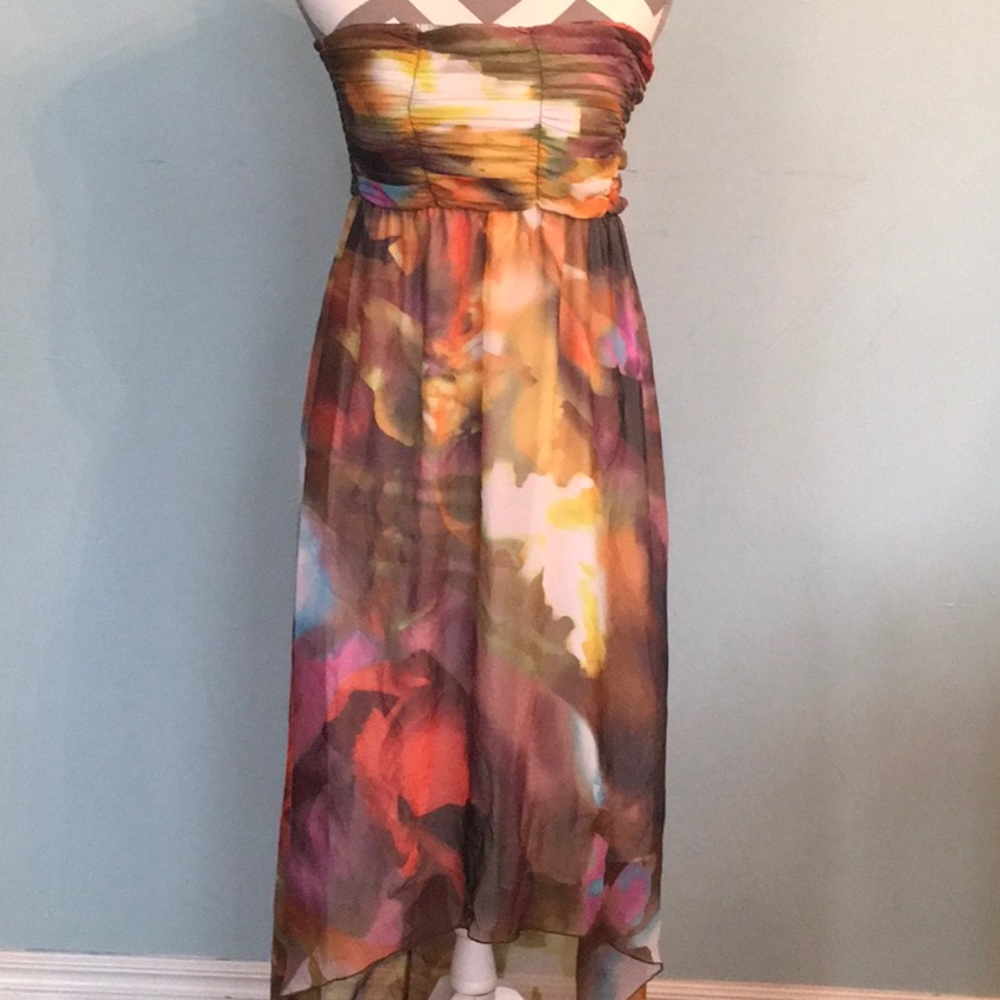 Studio Y Brown Purple High Low Dress SZ Small